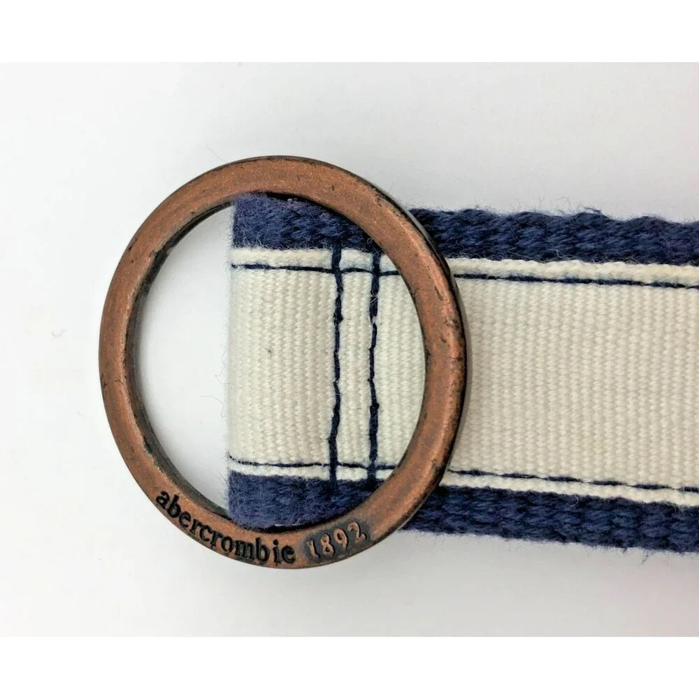Abercrombie & Fitch Cloth Belt Youth Navy Blue White Moose Print Size 10 Preppy
